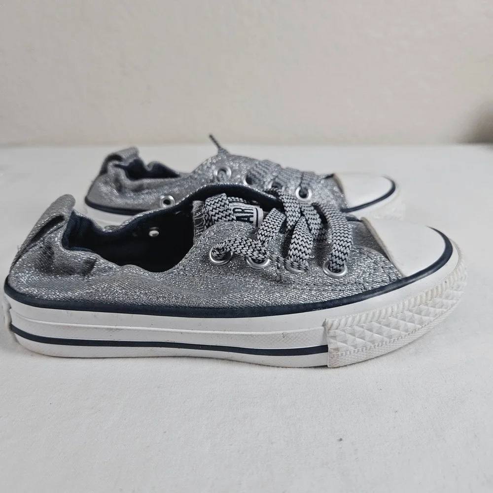 Converse Chuck Taylor All Star Shoreline Silver Metallic Slip On Kids 11 658587F
